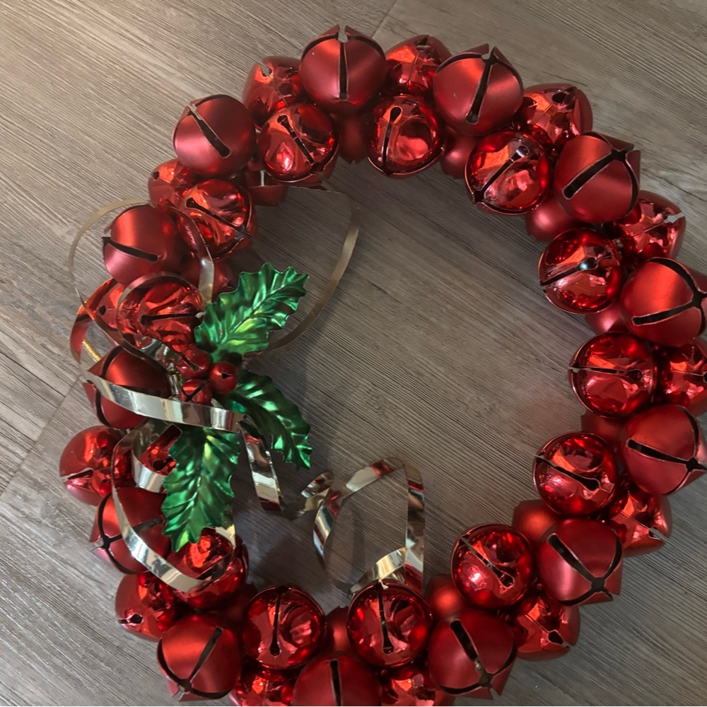 Festive Red Jingle Bell Wreath